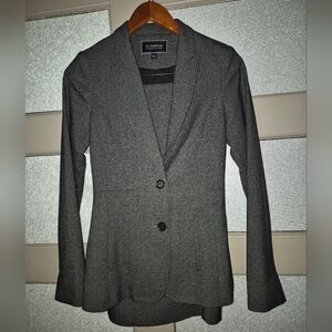 Le Chateau Gray Blazer Tailored Fit With Matching Skirt
